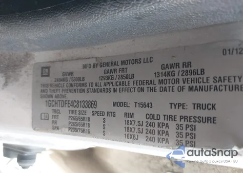 2012 Chevrolet Colorado 2Lt из США, поврежденный, VIN 1GCHTDFE4C8133869